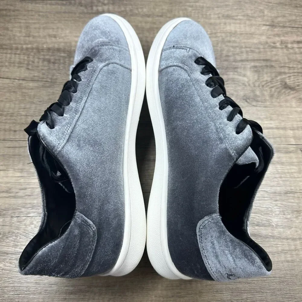 Sam Edelman~Women’s~”Marlow” Gray Velvet Sneakers‎ Ribbon Lace Sneakers~Size 9